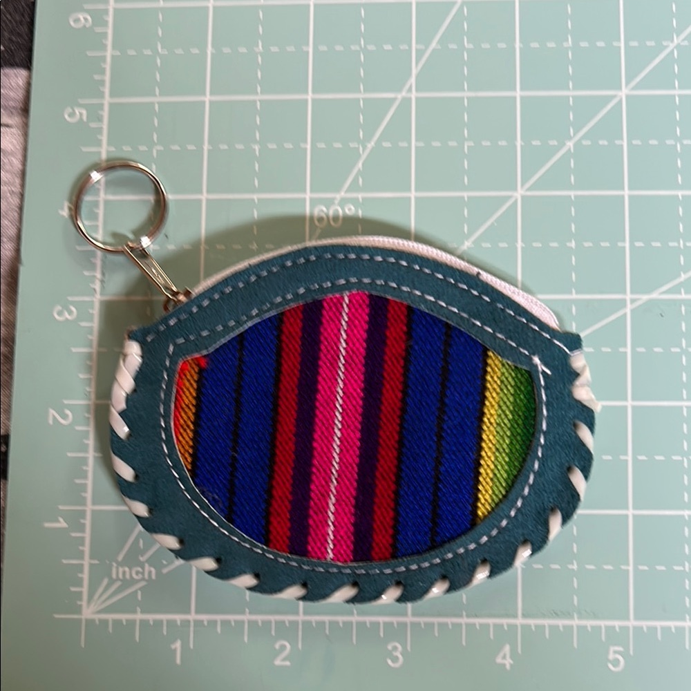 Colorful Striped Coin Purse Keychain